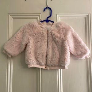 Pink fuzzy jacket 12 months EUC